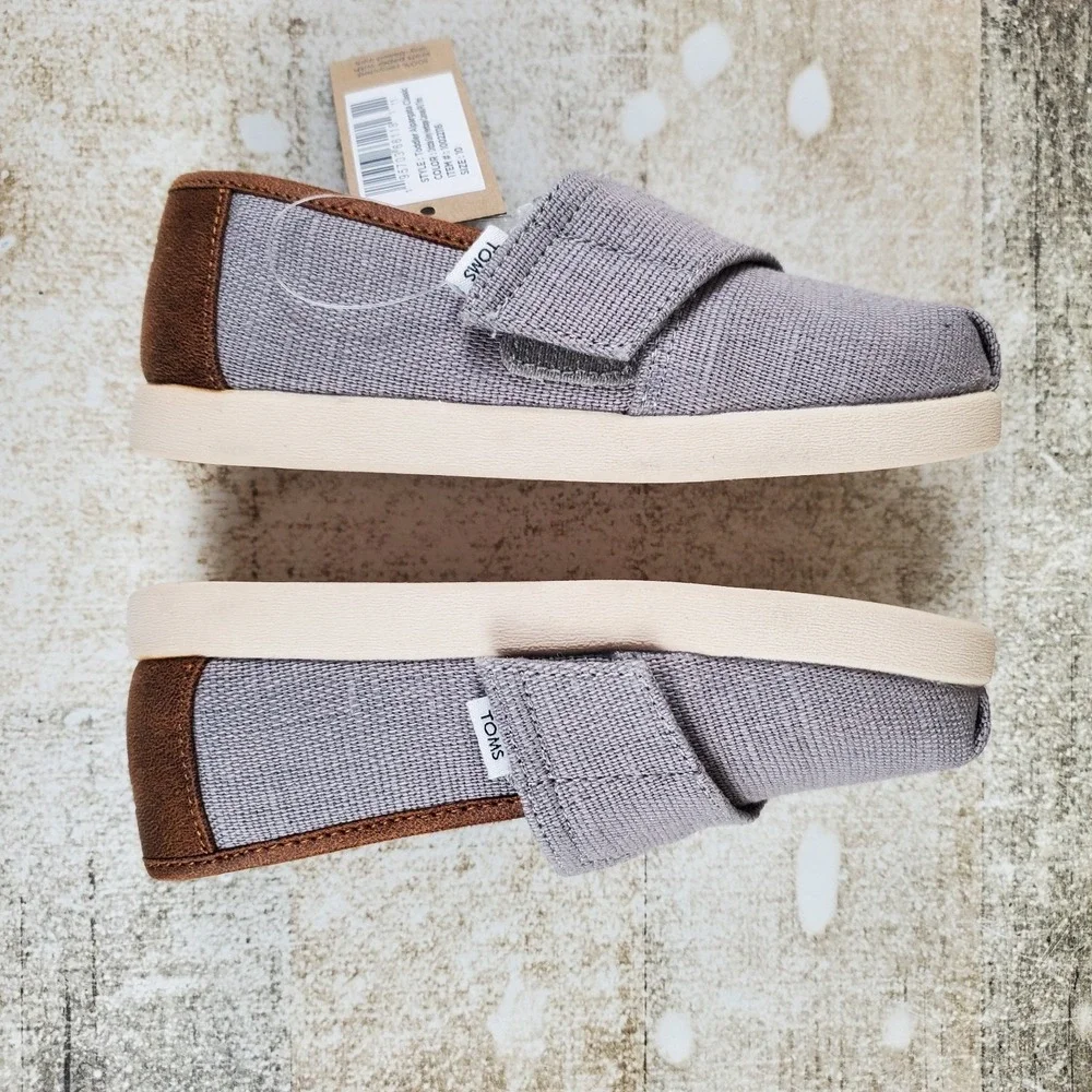 TOMS Alpargata Classic Kids Toddler Shoe Sz 10 Drizzle Gray Heritage Canvas